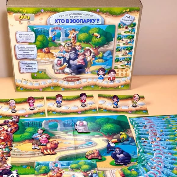 Дерев'яна настільна гра на розвиток пам'яті "Зоопарк" PSD301