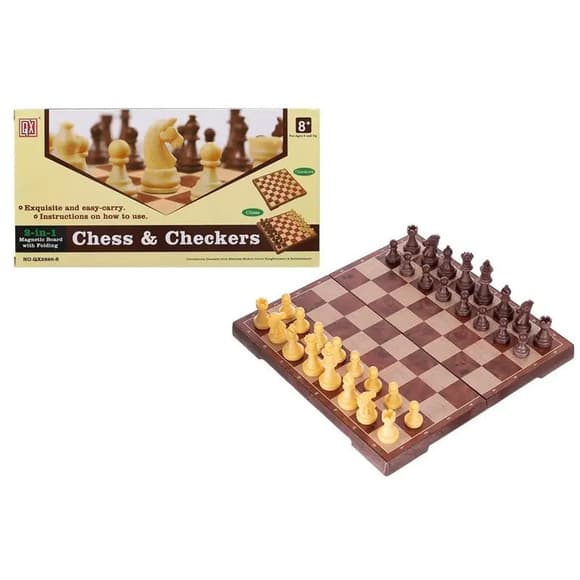Набор настольных игр "Шахматы и шашки" 2 в 1 QX2680, 25х15х4 см, 48 фигур