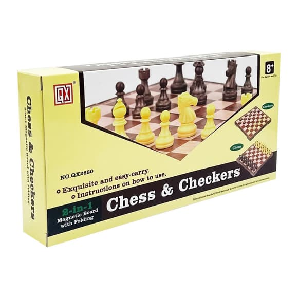 Набор настольных игр "Шахматы и шашки" 2 в 1 QX2680, 25х15х4 см, 48 фигур