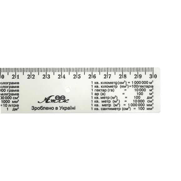 Лінійка з табличкою множення AS-0612, К-9052 білий, пластикова, 30 см