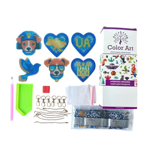 Набір брелків алмазна викладка Патріотичні BR40, 6 штук