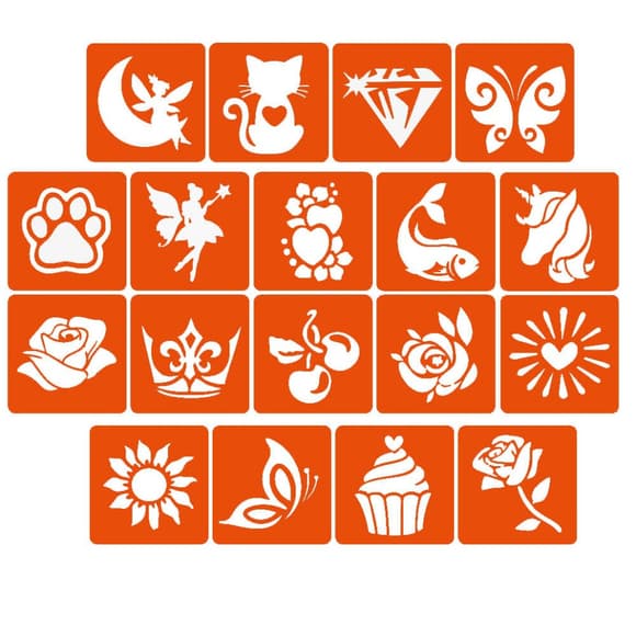 Набор для био-тату "Для девочек #4 - глиттер" set-girls-4-glitter 18 трафаретов