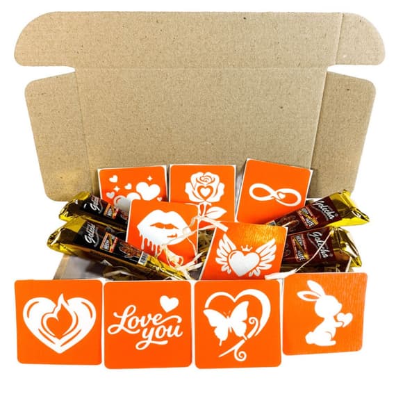 Набір хни з трафаретами для біо-тату №8 henna-set-08, 9 трафаретів