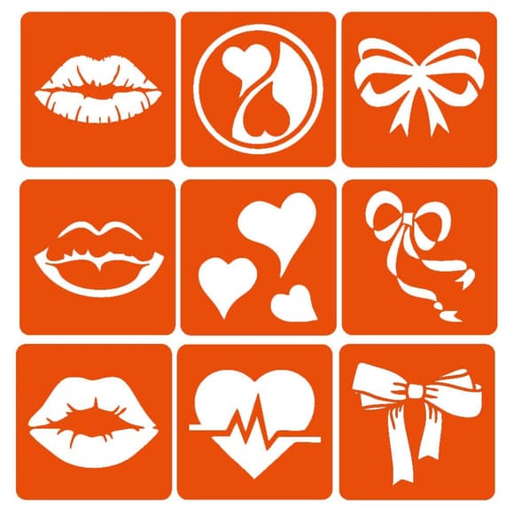 Набор хны с трафаретами для био-тату №10 henna-set-10, 9 трафаретов