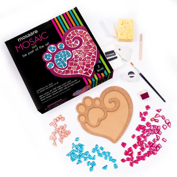 Набір для творчості скляна мозаїка "Лапа з серцем" MA2032, 2 рівень