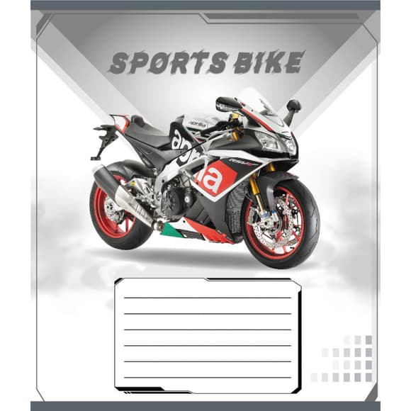 Зошит учнівський "Спортбайк" 012-500196K-1 в клітинку, 12 аркушів