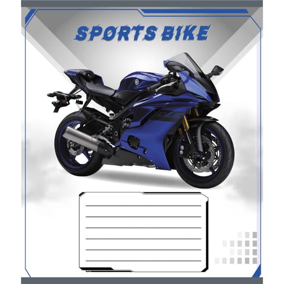 Зошит учнівський "Спортбайк" 012-500196K-3 в клітинку, 12 аркушів