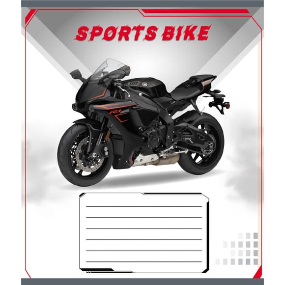 Тетрадь ученическая "Спортбайк" 012-500196K-4 в клеточку, 12 листов