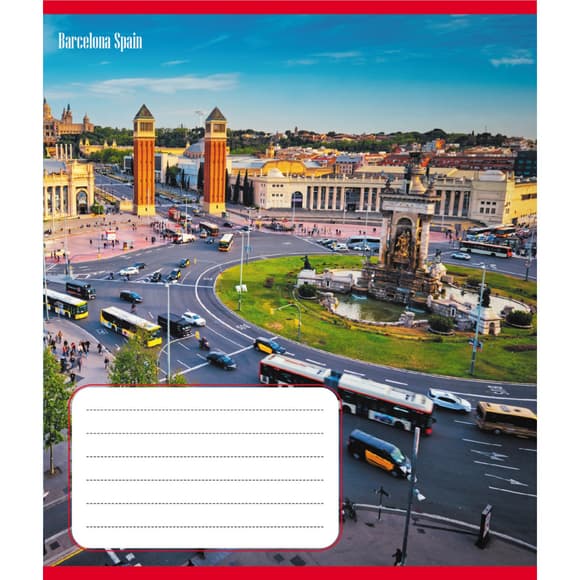 Тетрадь ученическая "Панорама города" 012-510201C-1 в косую линию, 12 листов