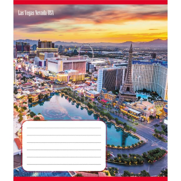 Тетрадь ученическая "Панорама города" 012-510201C-2 в косую линию, 12 листов