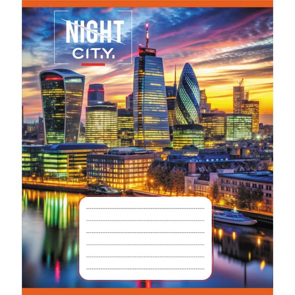Зошит учнівський "Нічне місто" 036-570182K-4 в клітинку, 36 аркушів 