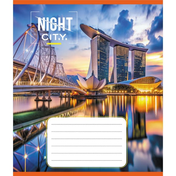 Тетрадь ученическая "Ночной город" 036-570182K-5 в клеточку, 36 листов 