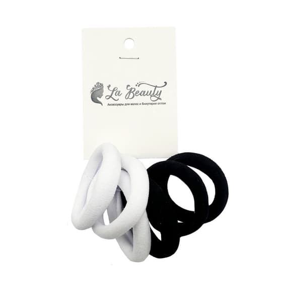 Набор резинок для волос 0108-424, 6 штук, черный и белый