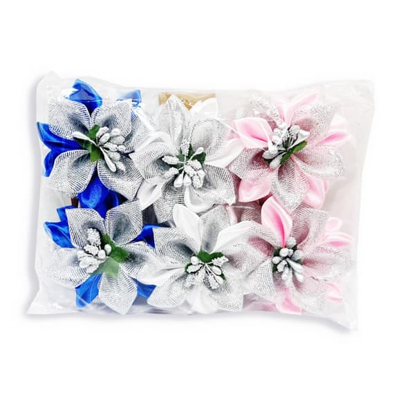 Набір резинок для волосся 0108-344, 6 штук, з бантом-квіткою