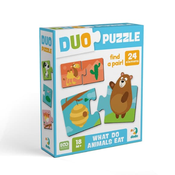 Детский пазл "ДУО-Кто что ест" 300691, 24 элемента