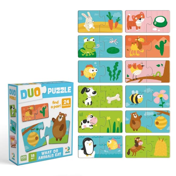 Детский пазл "ДУО-Кто что ест" 300691, 24 элемента