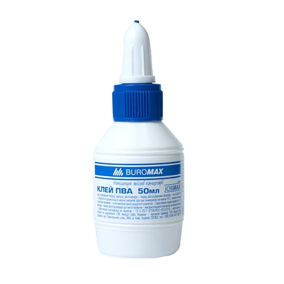 Клей канцелярський ПВА JOBMAX BM.4851 ковпачок-дозатор, 50 мл