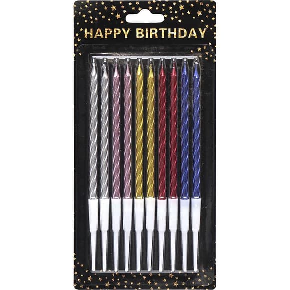 Набор свечей для торта "Спираль" TL-1046, 10 штук, металлик