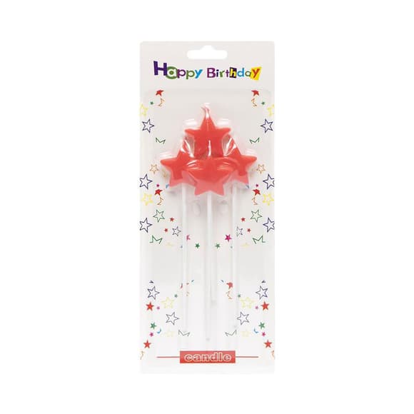 Набір свічок для торта "Зірочки" TL-1045(Red) червоний, 4 штуки