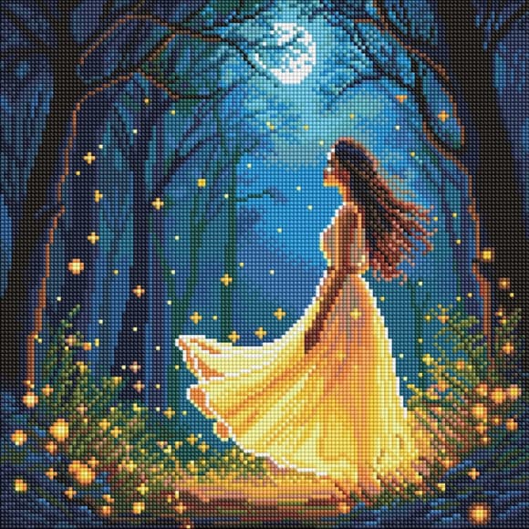 Алмазна мозаїка "Дівчина серед світлячків" ©art_selena_ua AMO8224, 40х40 см