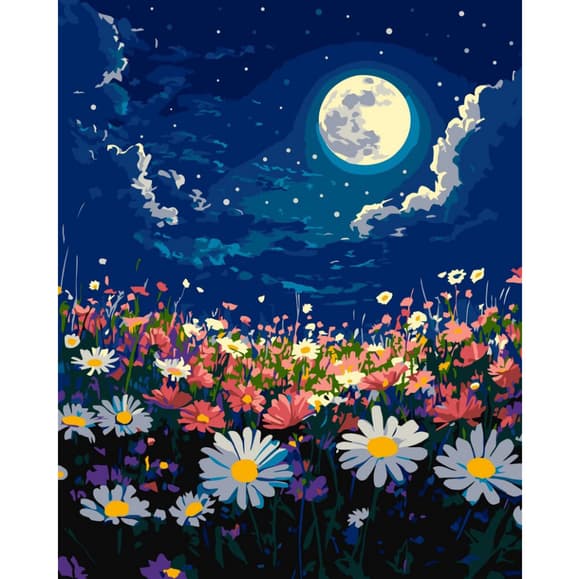 Картина по номерам "Мистическая ночь над весенним лугом" ©art_selena_ua KHO6386, 40х50 см  