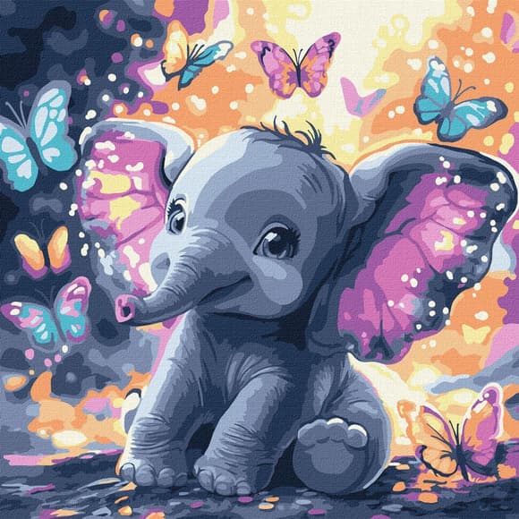 Картина по номерам "Беззаботный слоник" ©art_selena_ua KHO6894, 30х30 см