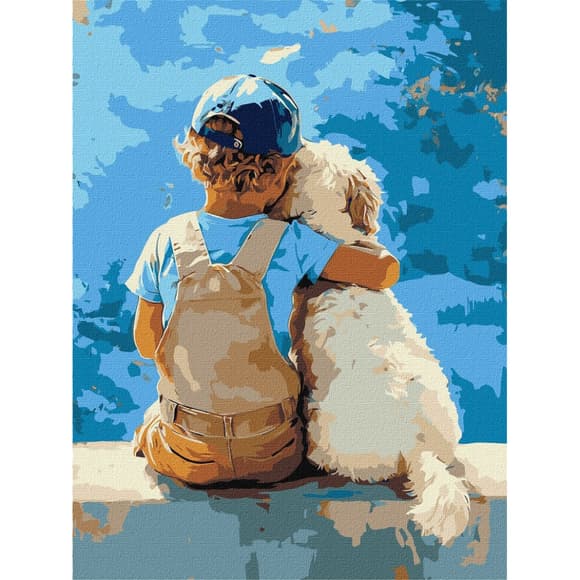 Картина по номерам "Мальчик и пес" ©art_selena_ua KHO8639, 30x40 см 
