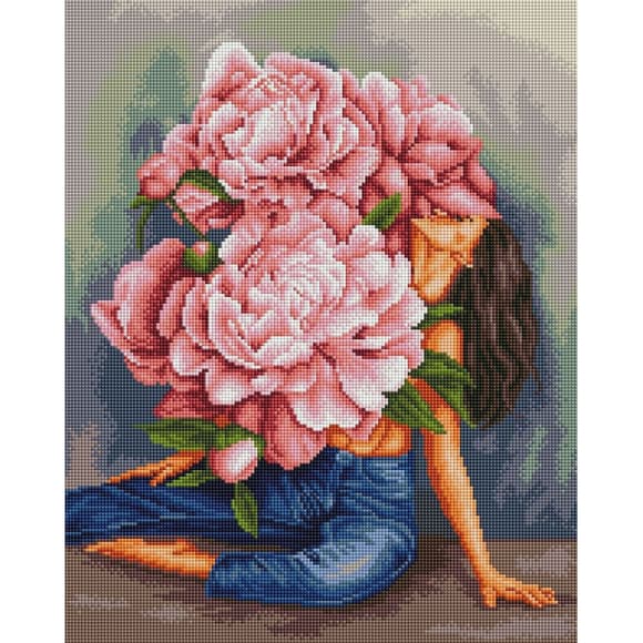 Алмазна мозаїка "Вир піонів" @hidariaa DBS1064, 40х50 см