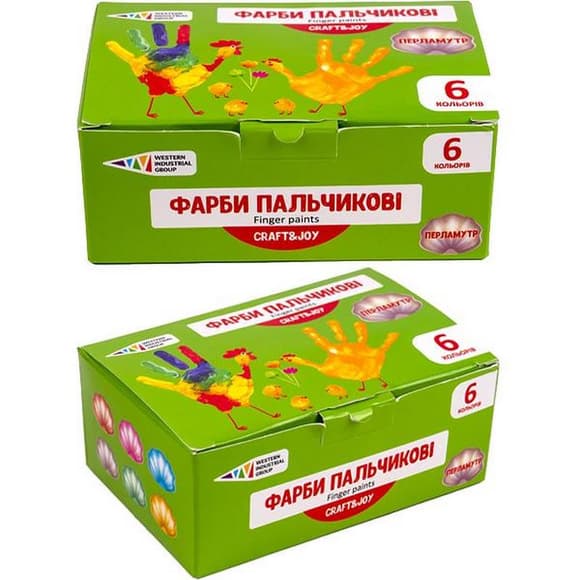 Дитячі пальчикові фарби "Перламутр" 322074/Cr 6 кольорів по 40 мл