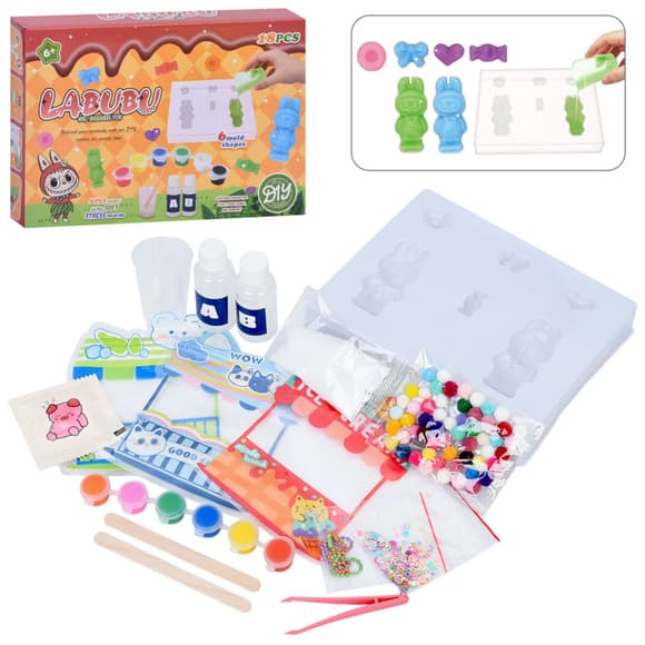 Набор для создания фигурки-антистресса "Лабубу" NJ-12, 6 молдов, 18 предметов