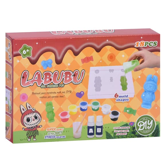Набор для создания фигурки-антистресса "Лабубу" NJ-12, 6 молдов, 18 предметов