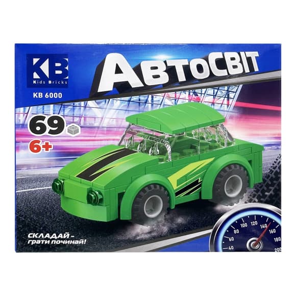 Детский конструктор-машинка KB 6000(Green) от 6 лет, 69 деталей