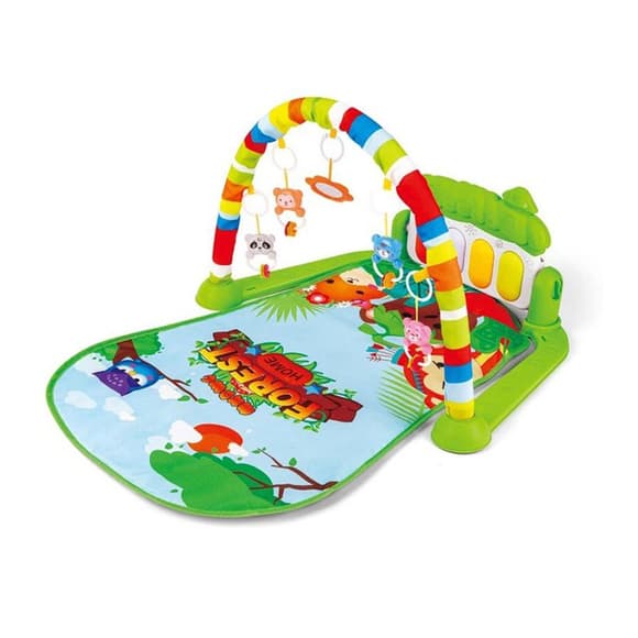 Дитячий розвиваючий килимок 973, 72х47 см, дуга, підвіски 5 штук, брязкальце
