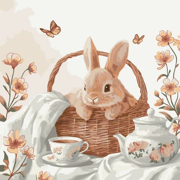 Картина по номерам "Кролик и фарфор" 11724-AC 40х40 см