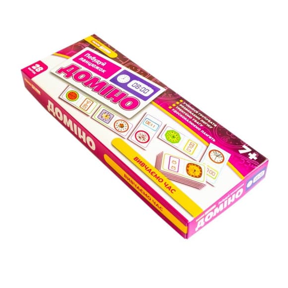 Дитяча настільна гра "Доміно. Вивчаємо час" 10120209, 28 фішок