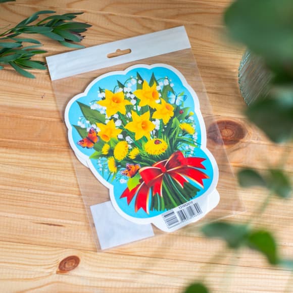 Набор весеннего декора "Цветы" 10105226, 3 штуки в комплекте, картон