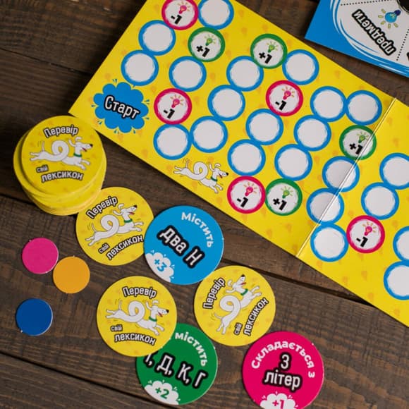 Детская настольная игра "Проверь свой лексикон" 10100641, 51 карта, 6 фишек, рулетка