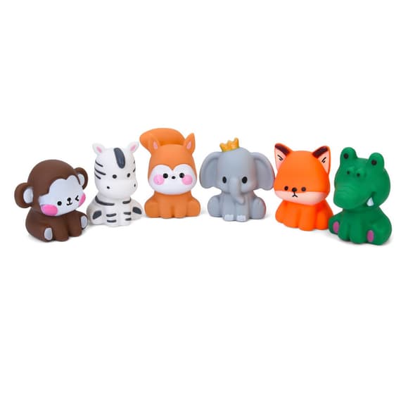 Детские игрушки для купания "Животные" 2025-18, 6 штук, с пищалкой