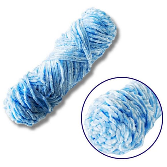 Пряжа плюшевая синель PP111, 100 грамм, 100% полиэстер, светло-голубой