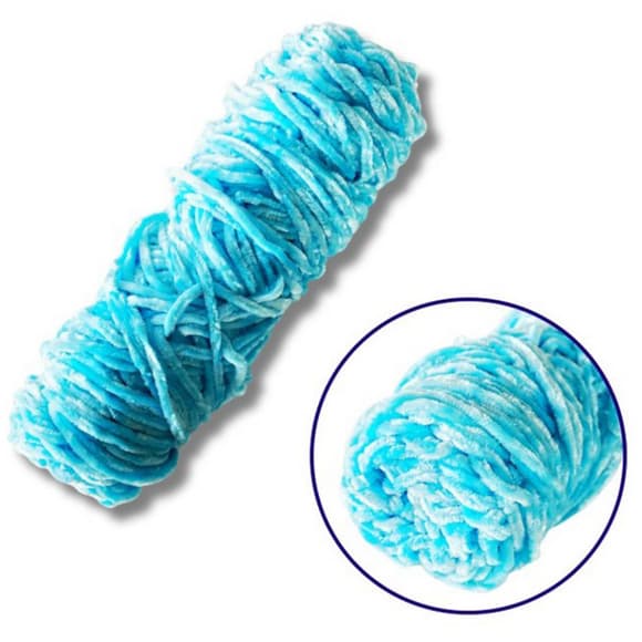 Пряжа плюшева синель PP110, 100 грам, 100% поліестер, павич блакитний