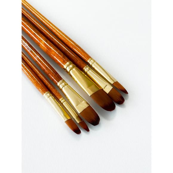 Набор профессиональных нейлоновых кисточек BR650, 6 штук, форма FILBERT