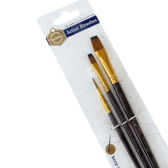 Набір професійних нейлонових пензликів BR302, 3 штуки, синтетика