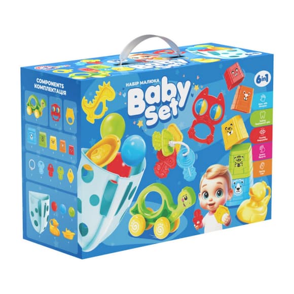 Детский подарочный набор "Baby set 6 в 1" 3274TXK пирамидка, органайзер для ванны