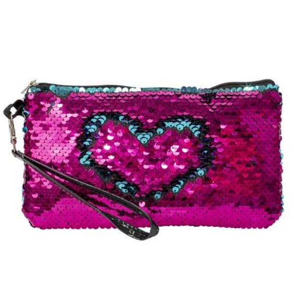 Дитяча косметичка з паєтками "Серце" T16302 рожева