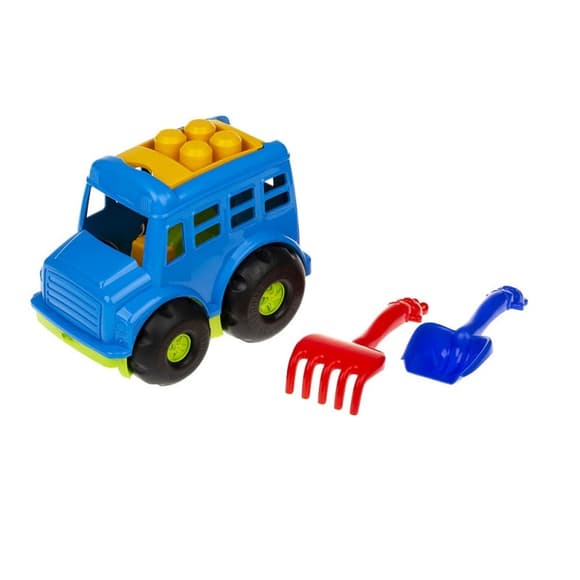 Игровой набор для песочницы Автобус "Бусик" №1 0084 лопатка и грабельки