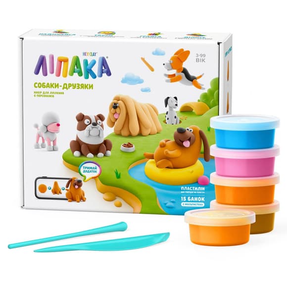 Детский меганабор пластилина "Собаки-друзья" Lipaka 15030-UA01 самостоятельно затвердевает