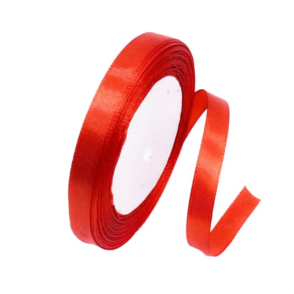 Атласна стрічка для рукоділля АБ-635, 1,2 см x 23 м, червоний