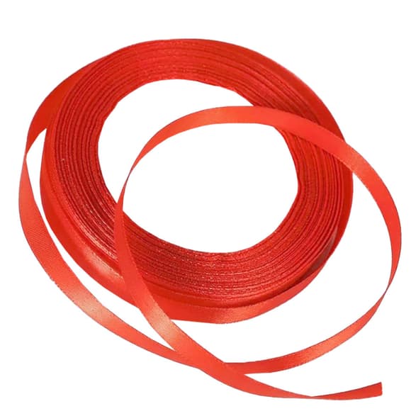 Атласна стрічка для рукоділля АБ-704, 0,6 см x 23 м, червоний
