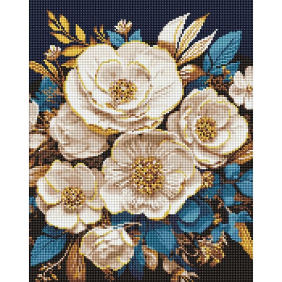 Алмазна мозаїка без підрамника "Біла симфонія" AMC20154 з АВ стразами 40х50 см