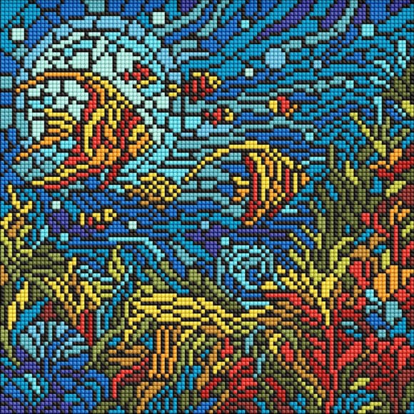 Алмазная мозаика "Витраж. Морской мир" AMO8324, 30х30 см